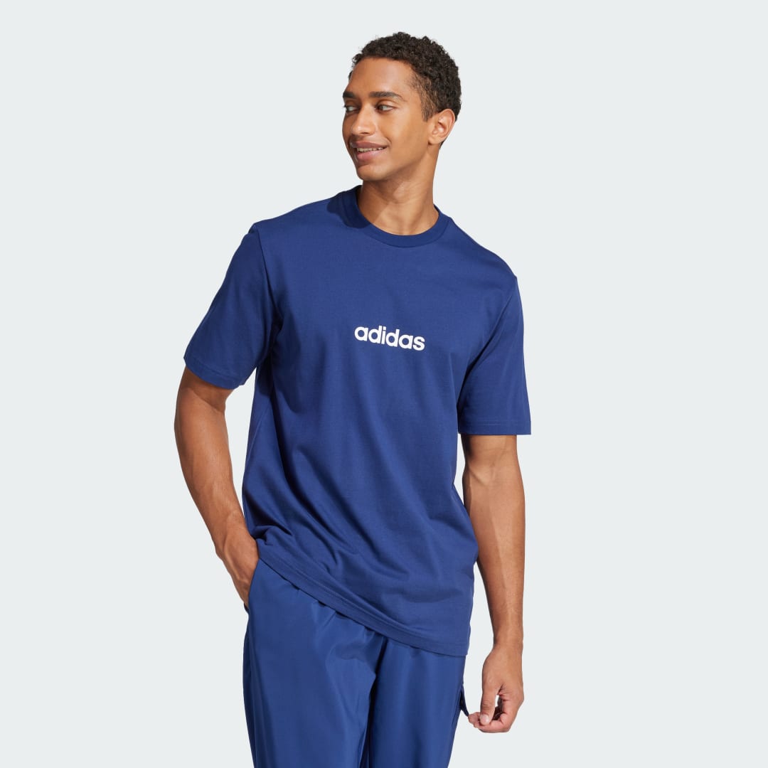 Тениска adidas Performance Essentials Linear Single Jersey T-Shirt Синьо | JE8999, 0