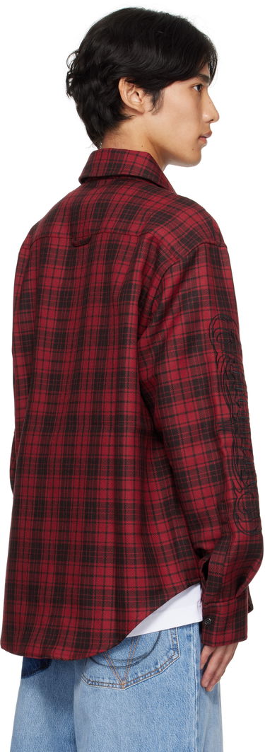 Риза VETEMENTS Vetements Plaid Embroidered Shirt Червено | UH76SH900BR, 2