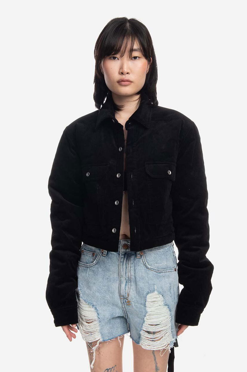 Яке Rick Owens Cropped Outershirt Jacket Черно | DS02B4706.VS.BLACK