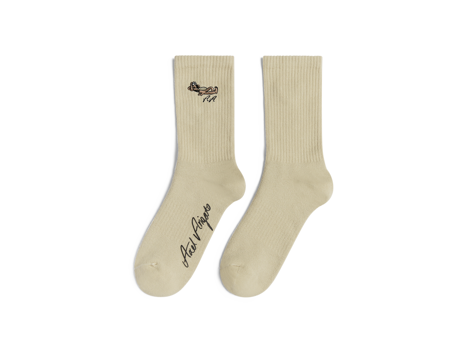 Чорапи AXEL ARIGATO Wes Embroidered Socks Бежово | X2245001, 1
