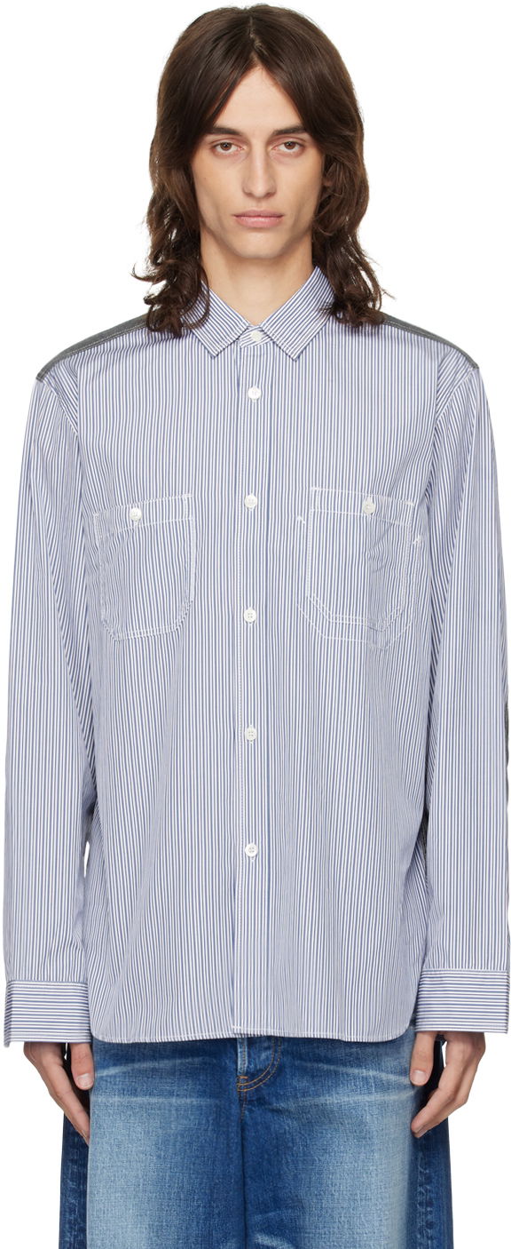 Blue & Gray Paneled Shirt