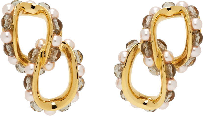 Обеци KIKO KOSTADINOV Kiko Kostadinov Kandel Gold-Tone, Pearl, and Smoky Quartz Earrings Жълто | KKWAW25ER02-156