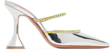 Кецове и обувки Amina Muaddi Metallic Leather Mules With Rhinestone Trim Металик | GILDA MULE OMBRE CL MIRROR, 0