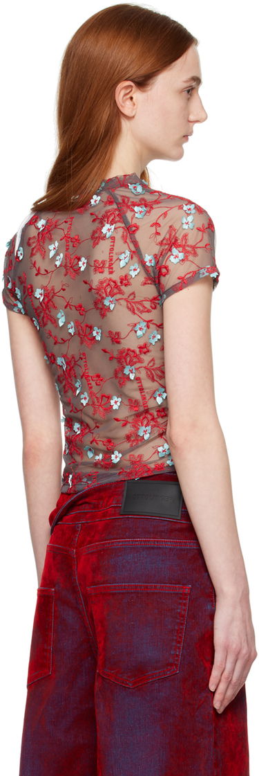 Тениска Ottolinger Ottolinger Floral Mesh T-Shirt Червено | 1901002, 2