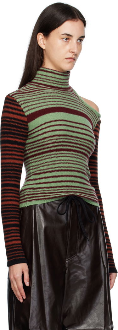 Пуловер Andersson Bell Andersson Bell Elodie Multi Stripe Cut-Out Turtleneck Зелено | atb1356w, 1