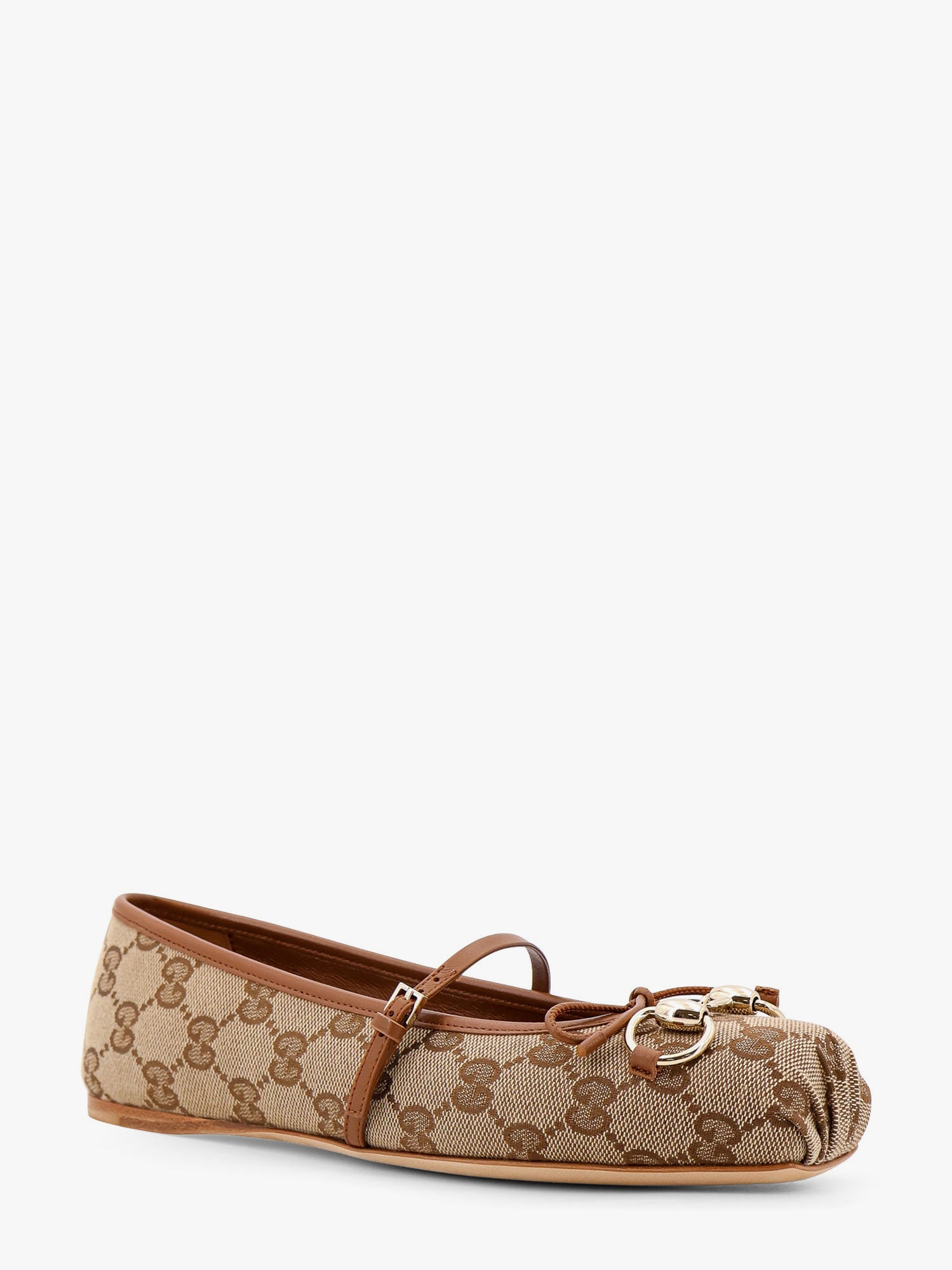 Кецове и обувки Gucci Brown Canvas Ballerinas with Metal Ornament Кафяво | 814321FAD6C9745, 1