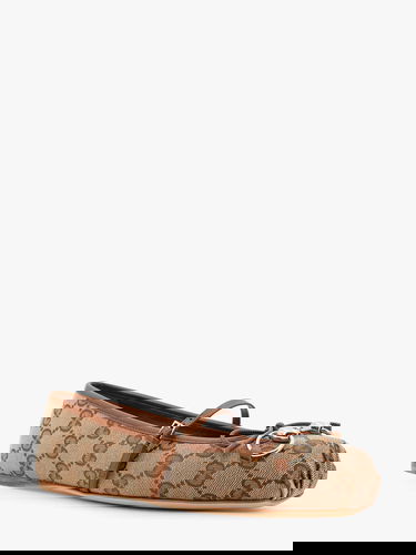 Кецове и обувки Gucci Brown Canvas Ballerinas with Metal Ornament Кафяво | 814321FAD6C9745, 1