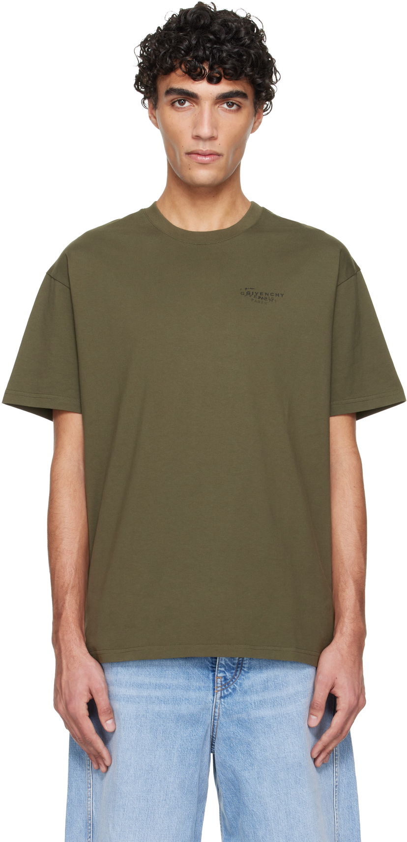 Тениска Givenchy 'GIVENCHY' Stamp Print T-shirt Зелено | BM71NK3YSA305