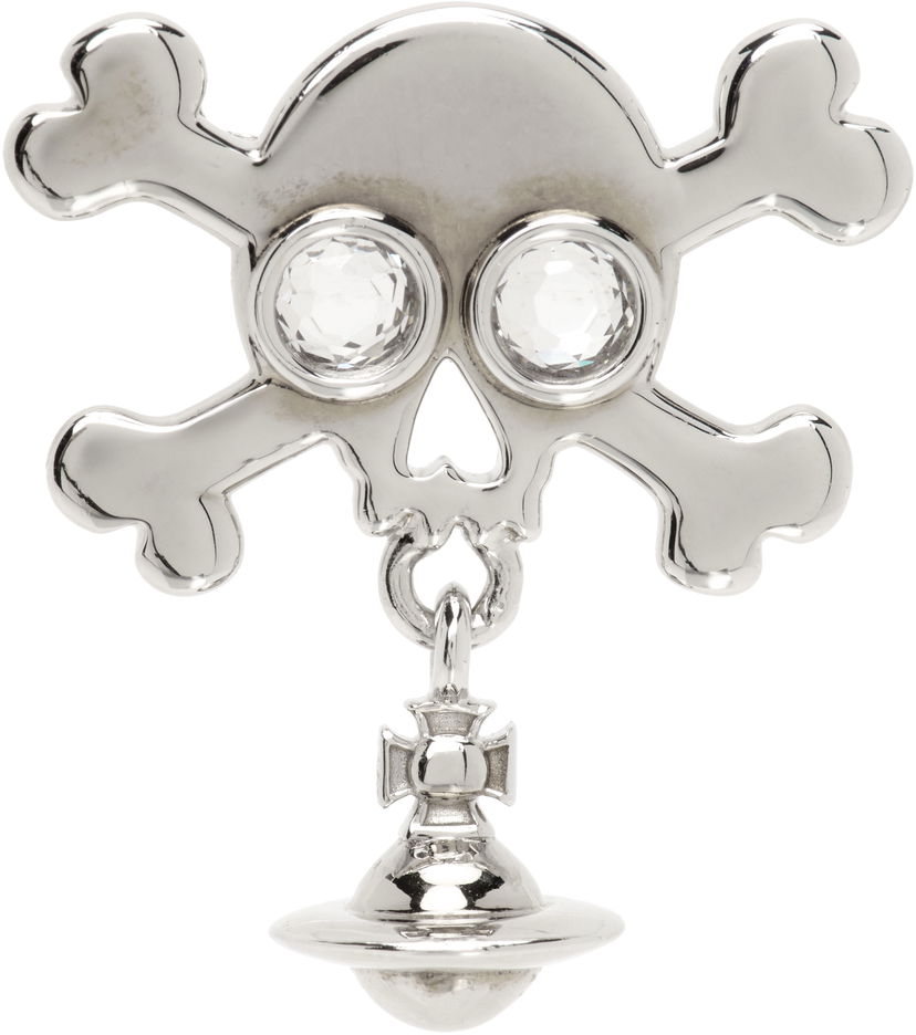 Обеци Vivienne Westwood Vivienne Westwood Franklin Skull Single Stud Earring with Crystals Металик | 6201036J-01P102-