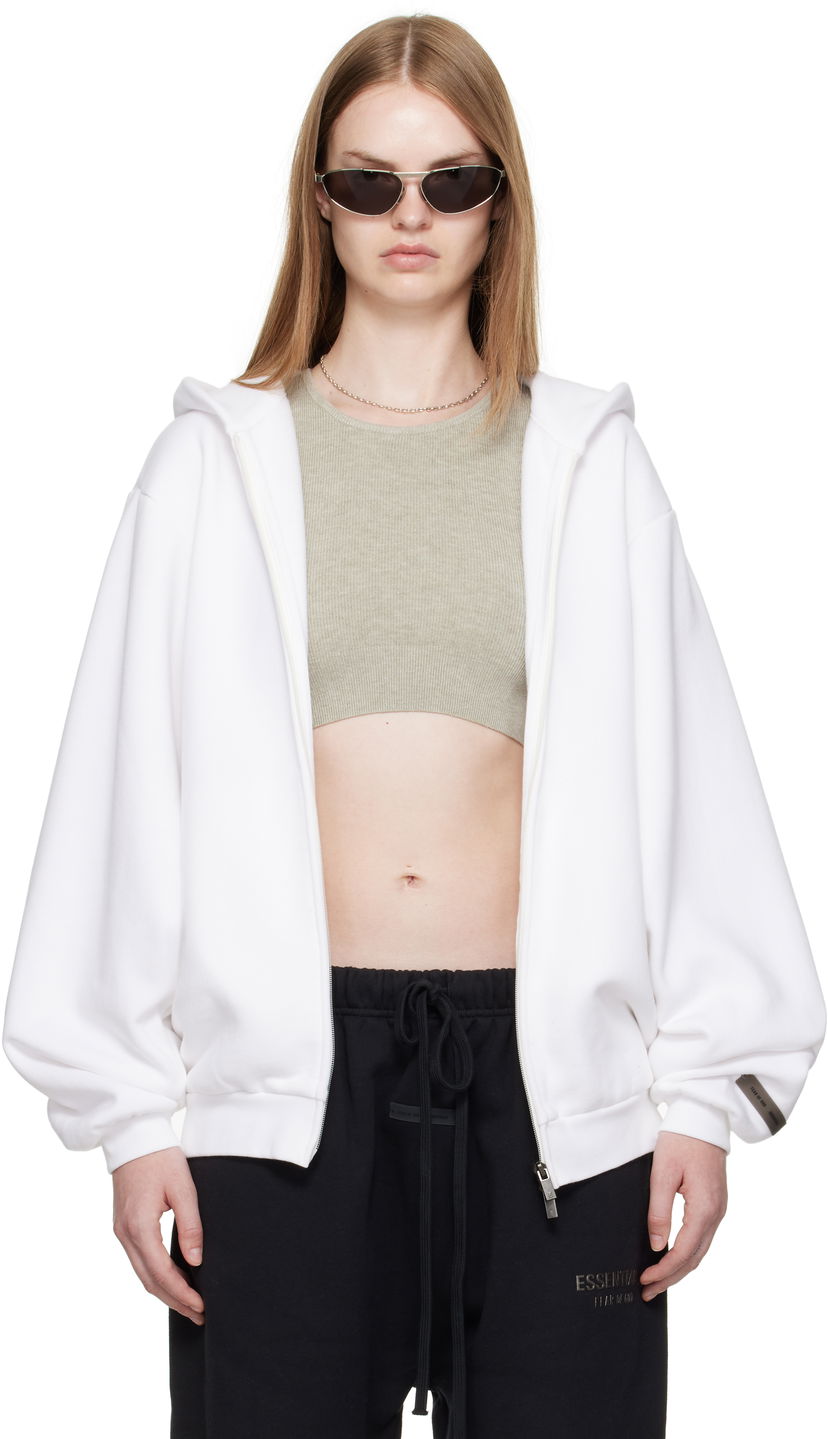 Суитчър Fear of God ESSENTIALS 90s Fleece Zip-Up Hoodie Бяло | 192SP257444FW