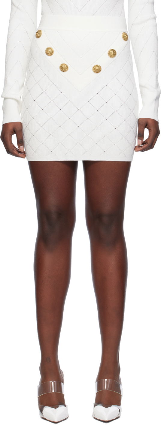 Пола Balmain High-Rise Miniskirt Бяло | CF1LB004KF53, 0