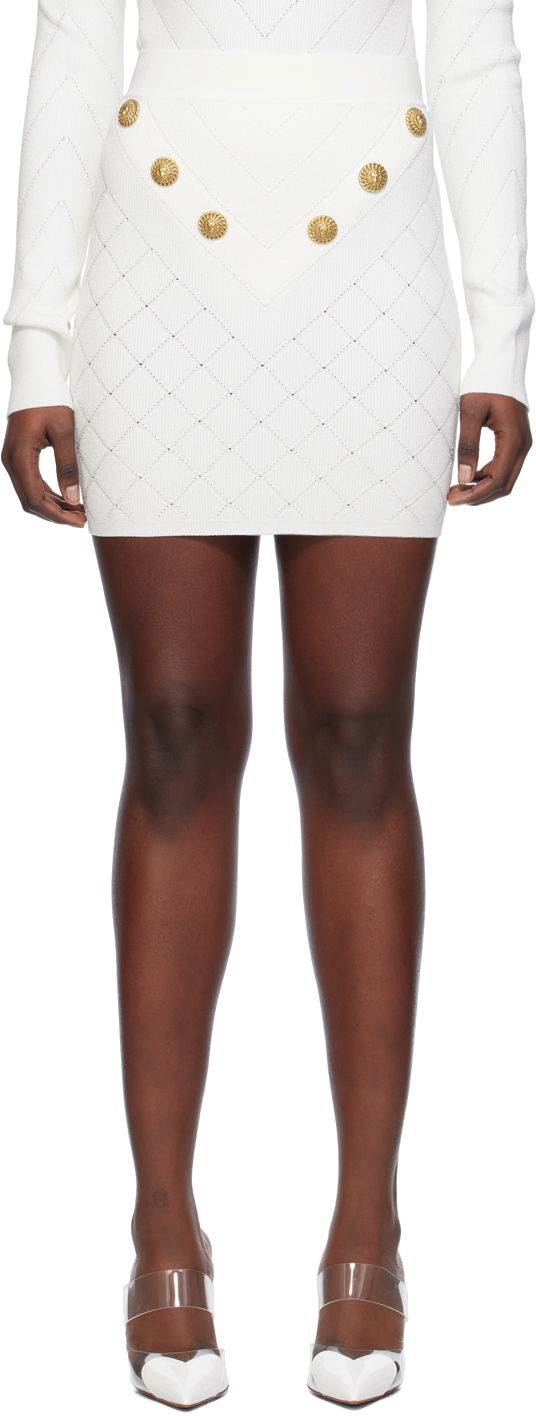 Пола Balmain High-Rise Miniskirt Бяло | CF1LB004KF53