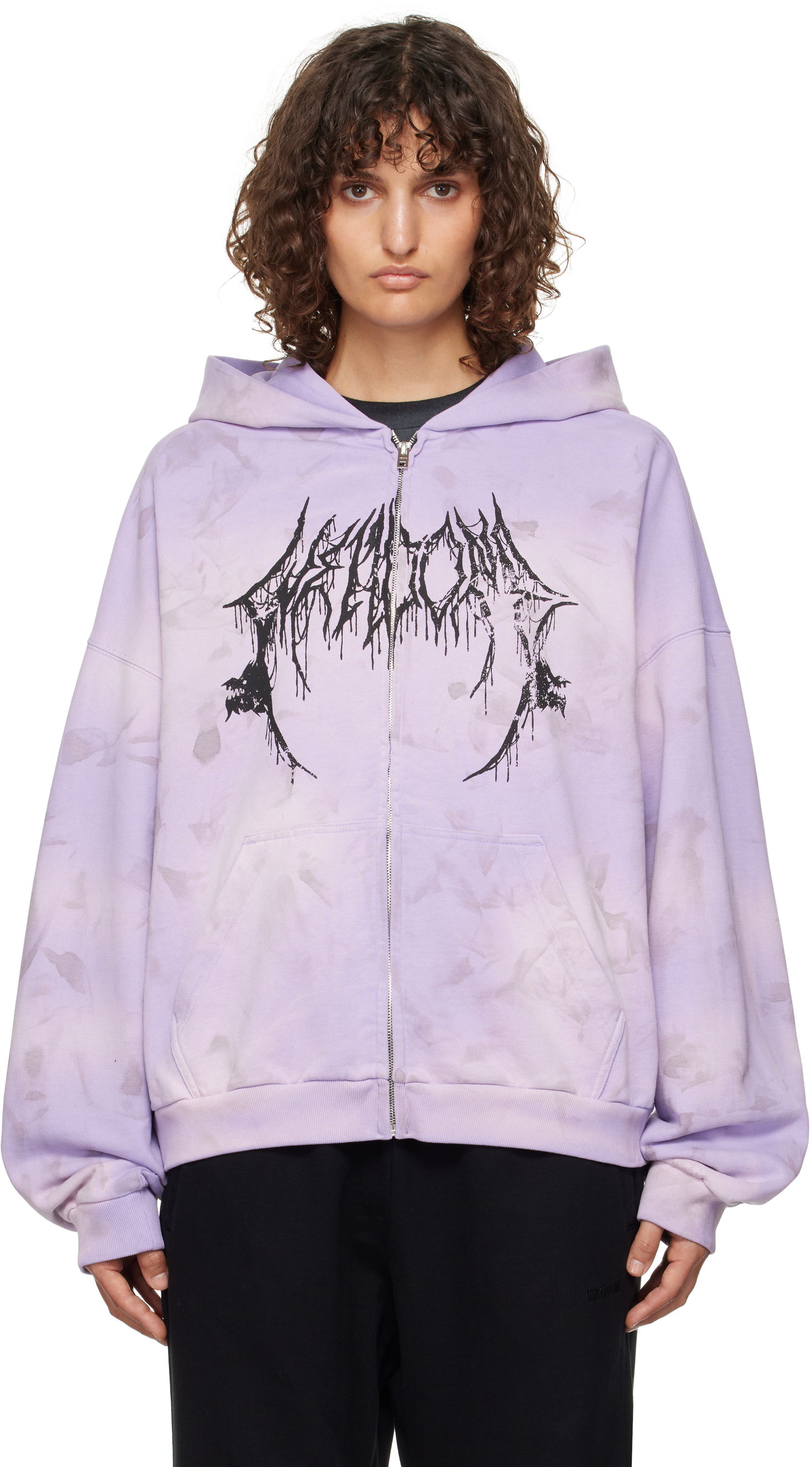 Суитчър We11done Graphic Print Zip-Up Hoodie Лилаво | WD-TJ3-24-878-U-PP, 0