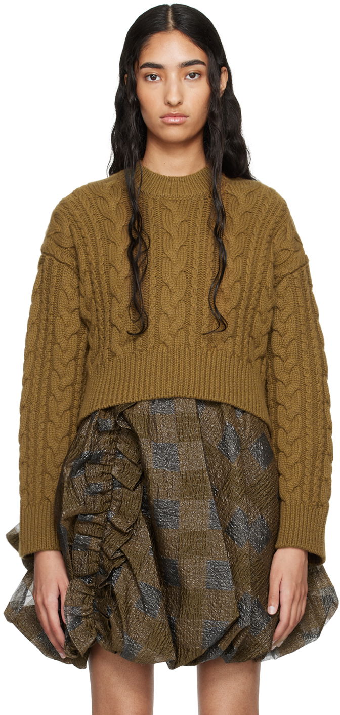 Пуловер Cecilie Bahnsen Vibeke Cropped Cable Knit Sweater Зелено | 2.24KNI51004 VIBEKE JUMPER