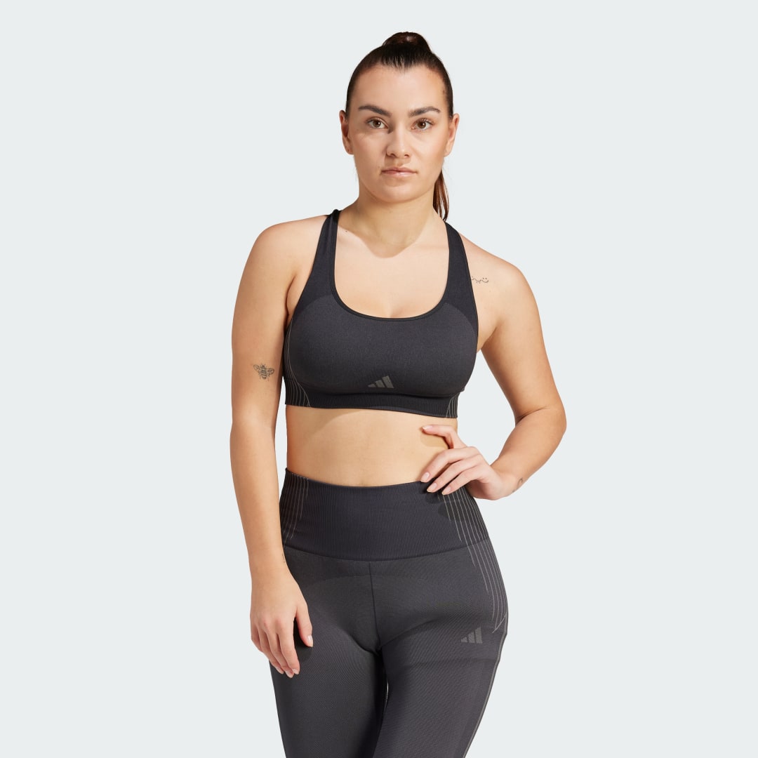 Сутиен adidas Performance Aeroknit Light-Support Bra Черно | IQ3375, 1