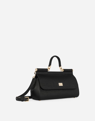 Дамска чанта Dolce & Gabbana Dolce & Gabbana Sicily Elongated Leather Handbag Черно | BB7117A100180999, 2