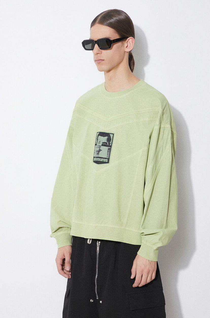 Суитчър Pleasures Mentor Crewneck Sweatshirt With Print Зелено | P24SP044.MATCHA