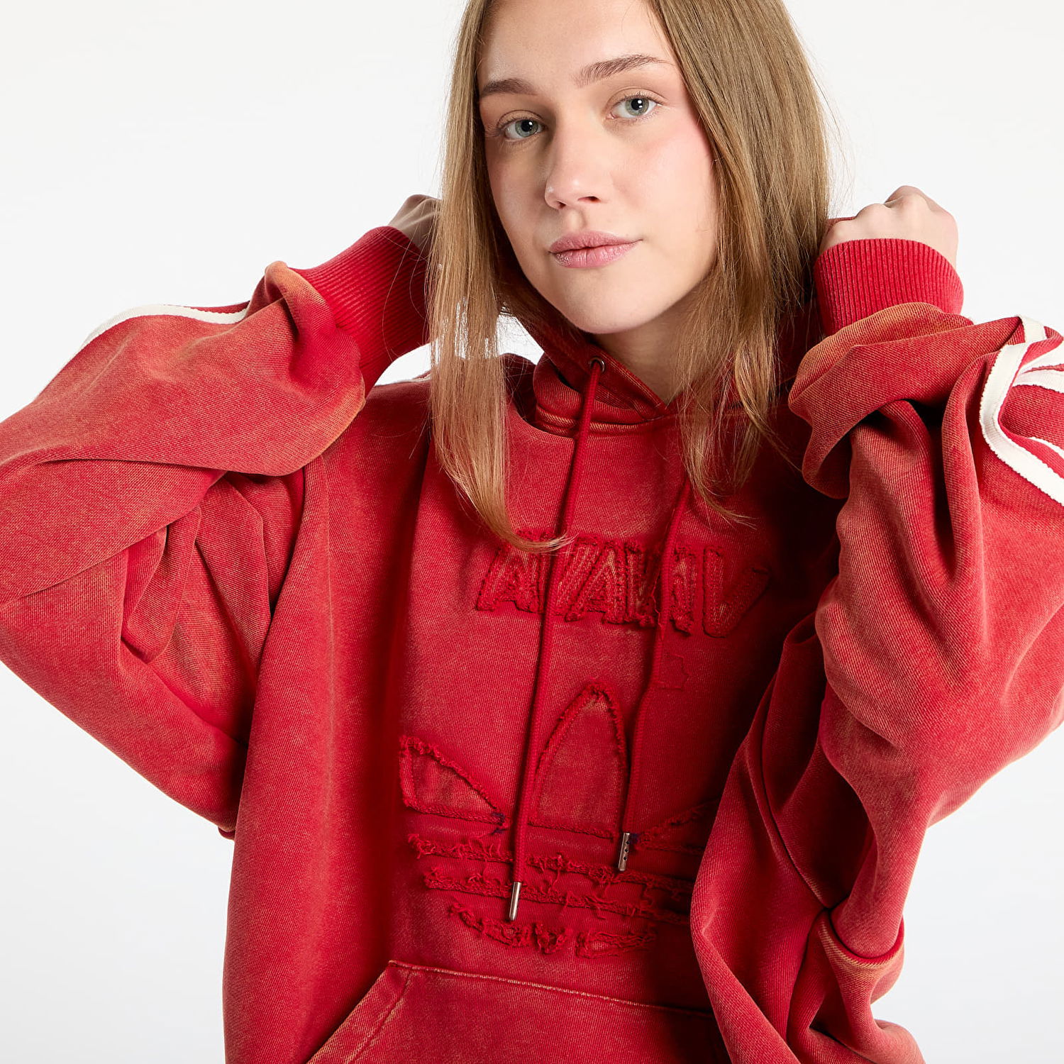Суитчър adidas Originals adidas x Avavav Shoulderless Hoodie Червено | JP4850, 1