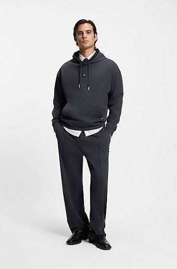 Спортни панталони BOSS Relaxed-fit tracksuit bottoms with pintuck pleats Сиво | 50553432, 1