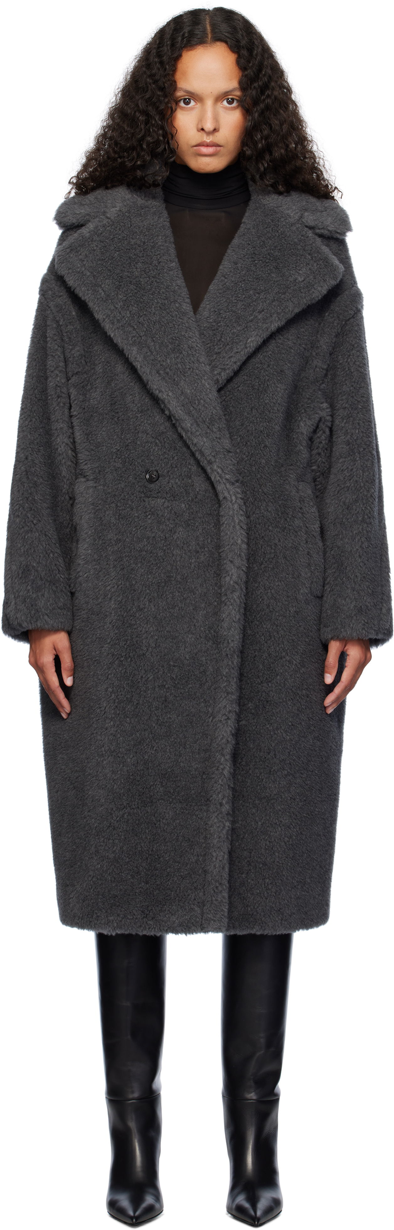 Палта Max Mara Max Mara Teddy1 Faux-Fur Coat Сиво | 2421016052600 MM10502, 0