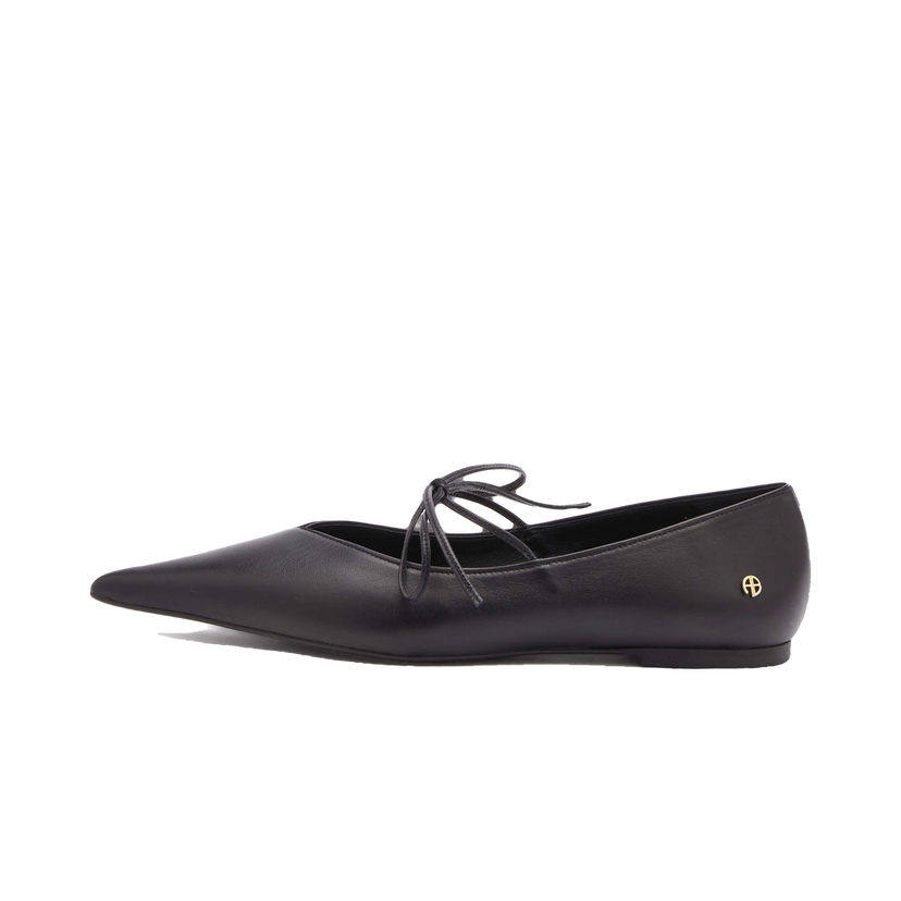 Кецове и обувки Anine Bing Nikki Black Leather Flats Черно | A-14-0201-000