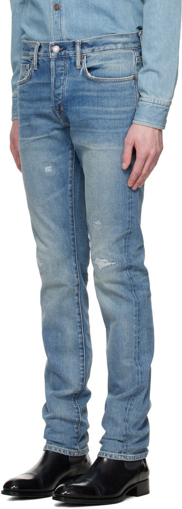 Дънки Tom Ford TOM FORD Selvedge 'Rip And Repair' Straight Fit Jeans Синьо | DPH001-DMC060S25, 3