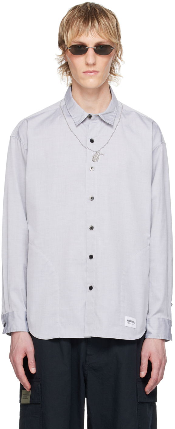 Риза Neighborhood Medal & Cross Long Sleeve Shirt Синьо | 241AQNH-SHM01, 0