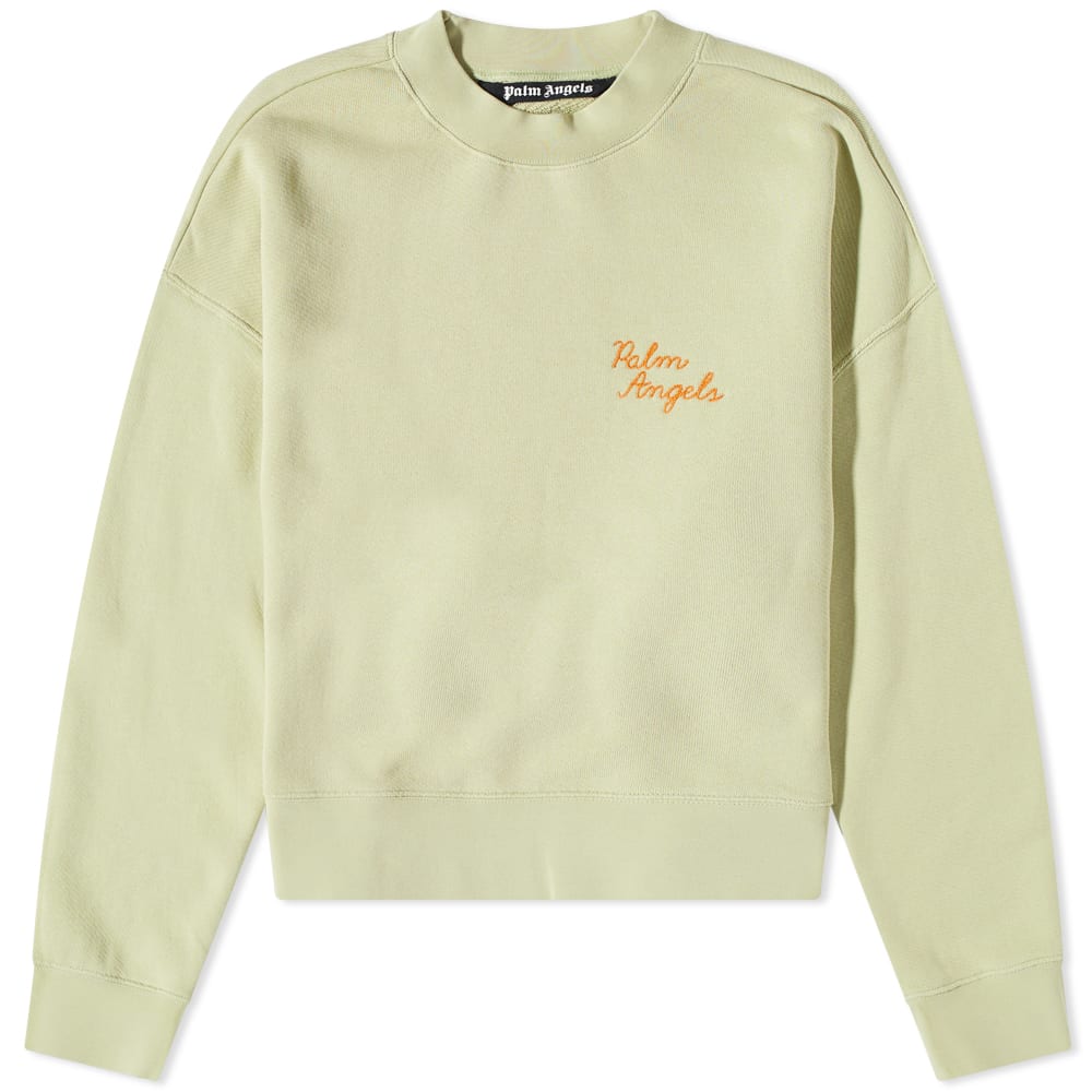 Пуловер Palm Angels Back Spray Palm Embroidered Logo Crewneck Зелено | PMBA026F22FLE0085155, 0