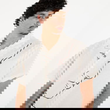 Риза OBEY Frances Short Sleeve Cuban Collar Line Art Woven Shirt Бежово | 181210130-UNM, 1