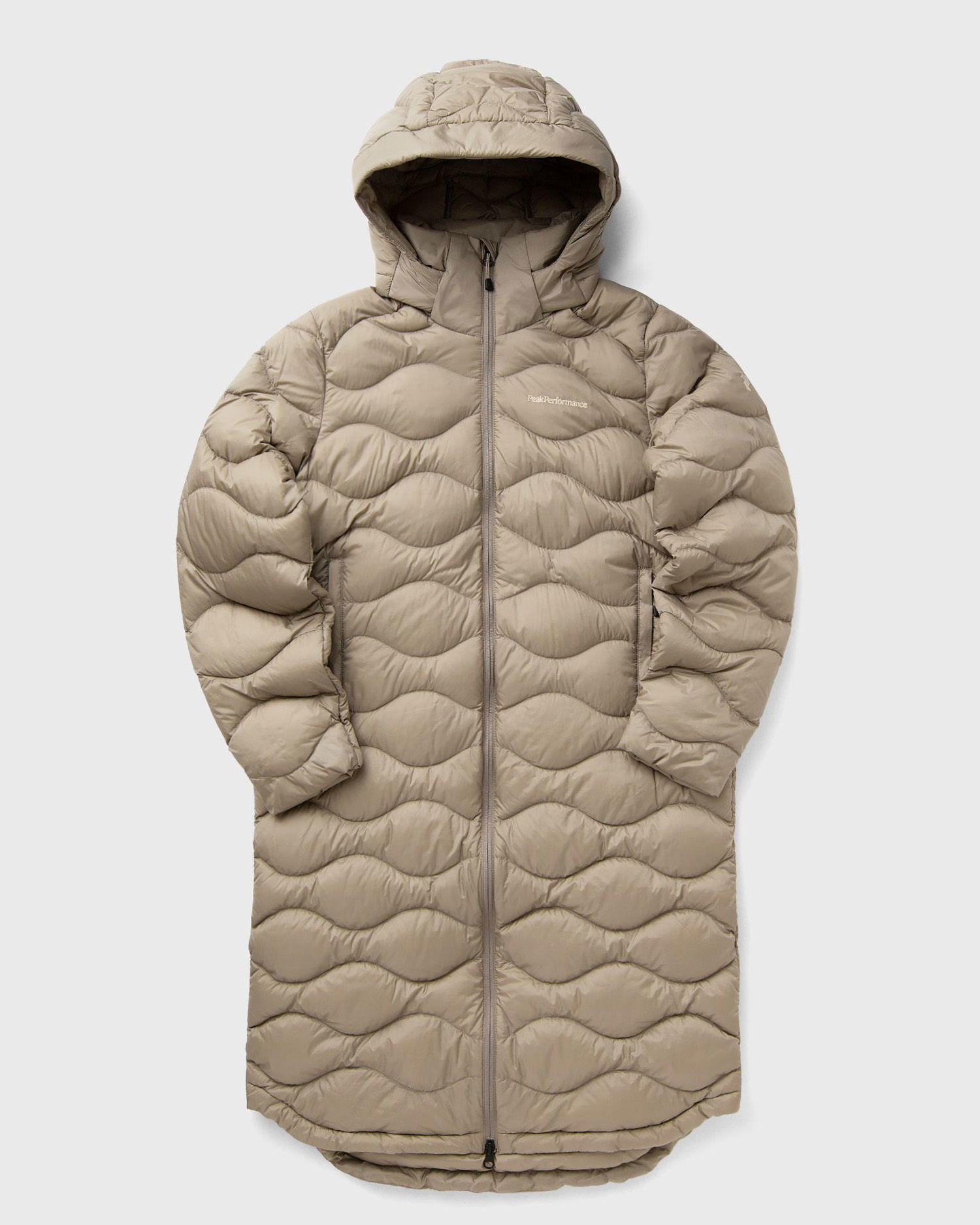 Пухо яке Peak Performance HeliuDown Wavy Quilted Hooded Puffer Coat Бежово | G79850020, 1