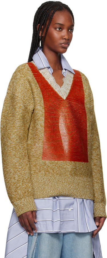 Пуловер JW Anderson JW Anderson V-Neck Lace Trim Sweater Сиво | KW1400-YN0402, 4