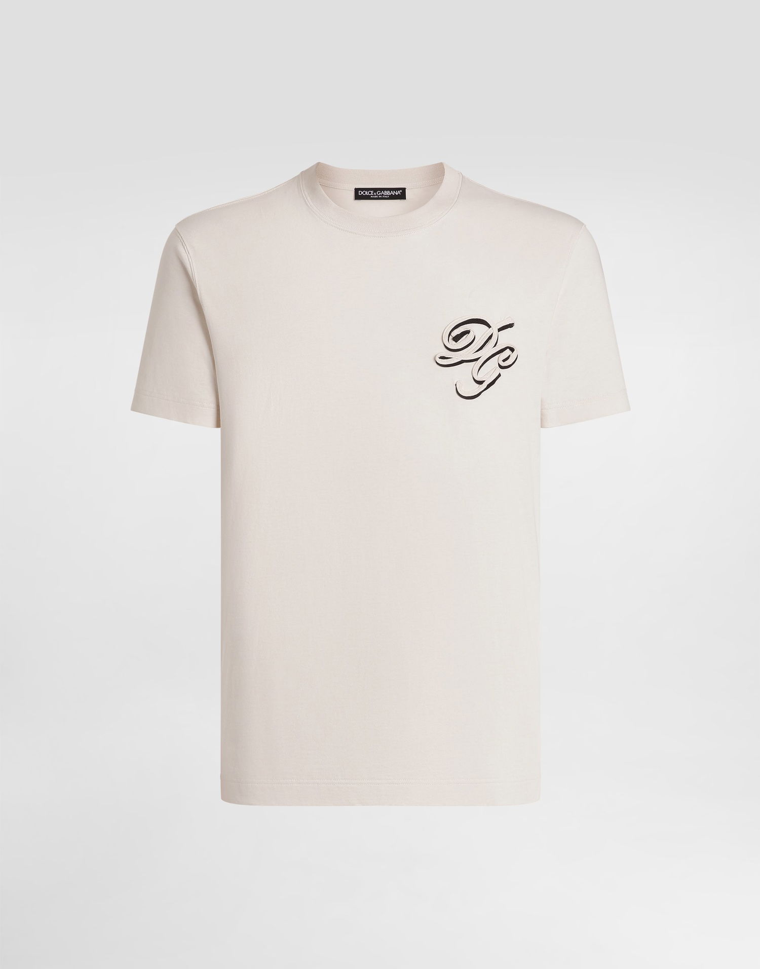 Тениска Dolce & Gabbana Dolce & Gabbana Embroidered Cotton T-Shirt Бежово | G8RN8ZG7PJ0A4567, 0
