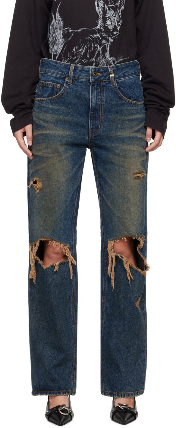 Дънки We11done Distressed Jeans Синьо | WD-DP2-24-328-W-BL, 0