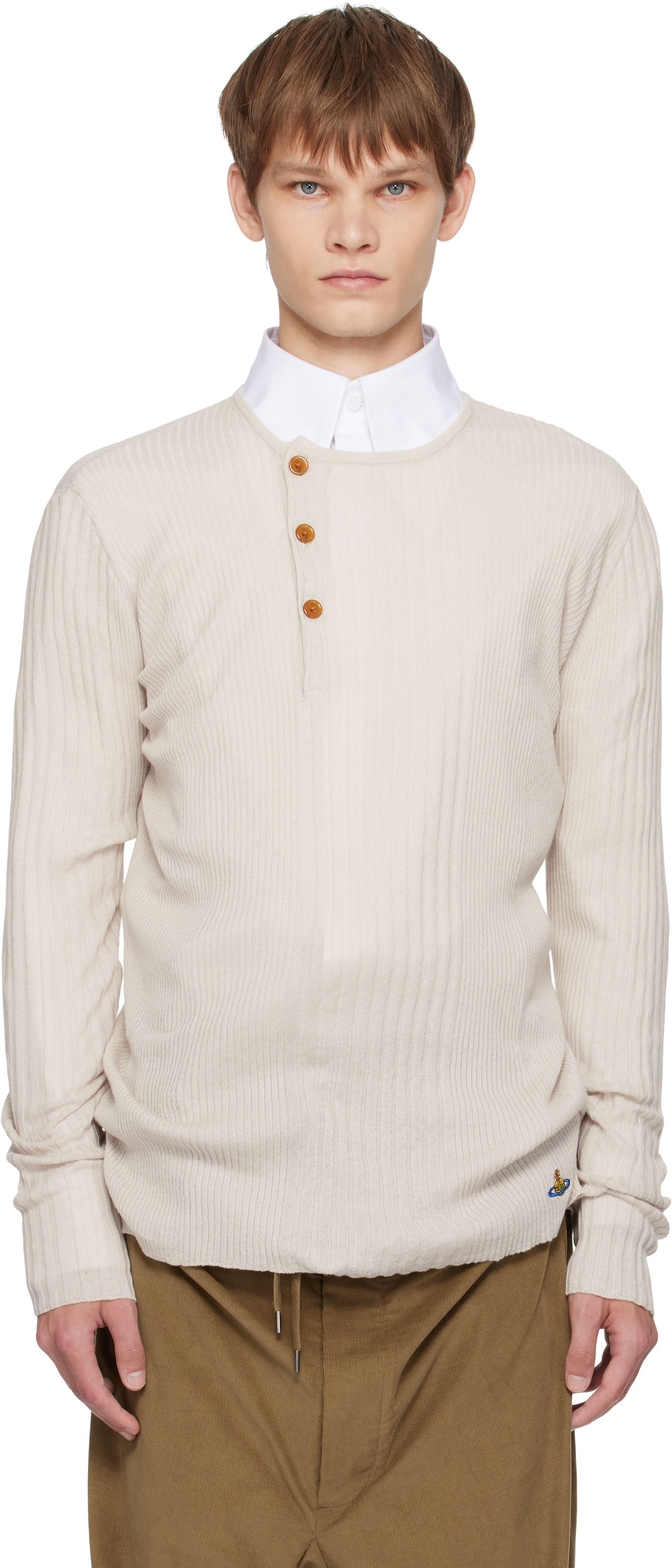 Пуловер Vivienne Westwood Vivienne Westwood Tegan Henley Knit Top Бежово | 2701002N-Y003M-, 0