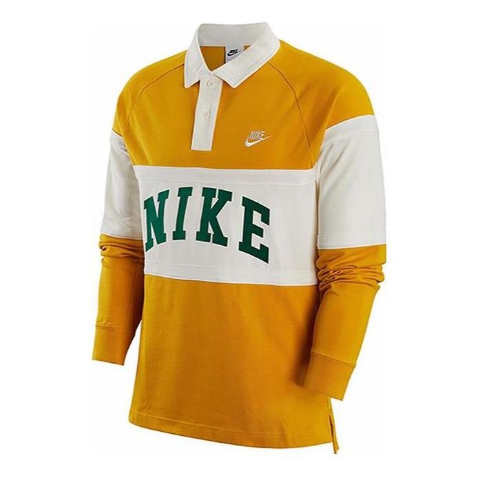 Поло тениска Nike Long Sleeve Color-Block Polo Shirt Жълто | FJ1175-747, 0