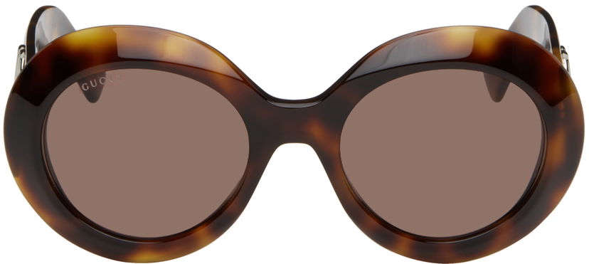 Облекло Gucci Gucci Tortoiseshell Oval Sunglasses Кафяво | GG1647S