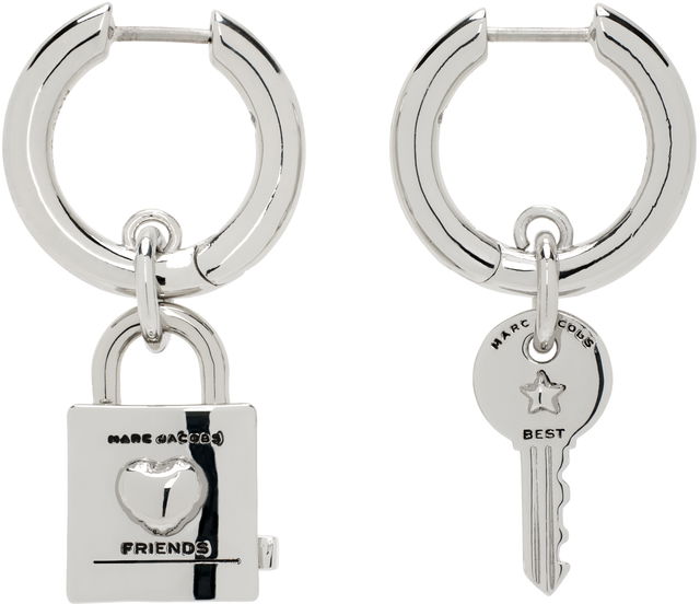 Marc Jacobs Friendship Padlock Charm Hoop Earrings