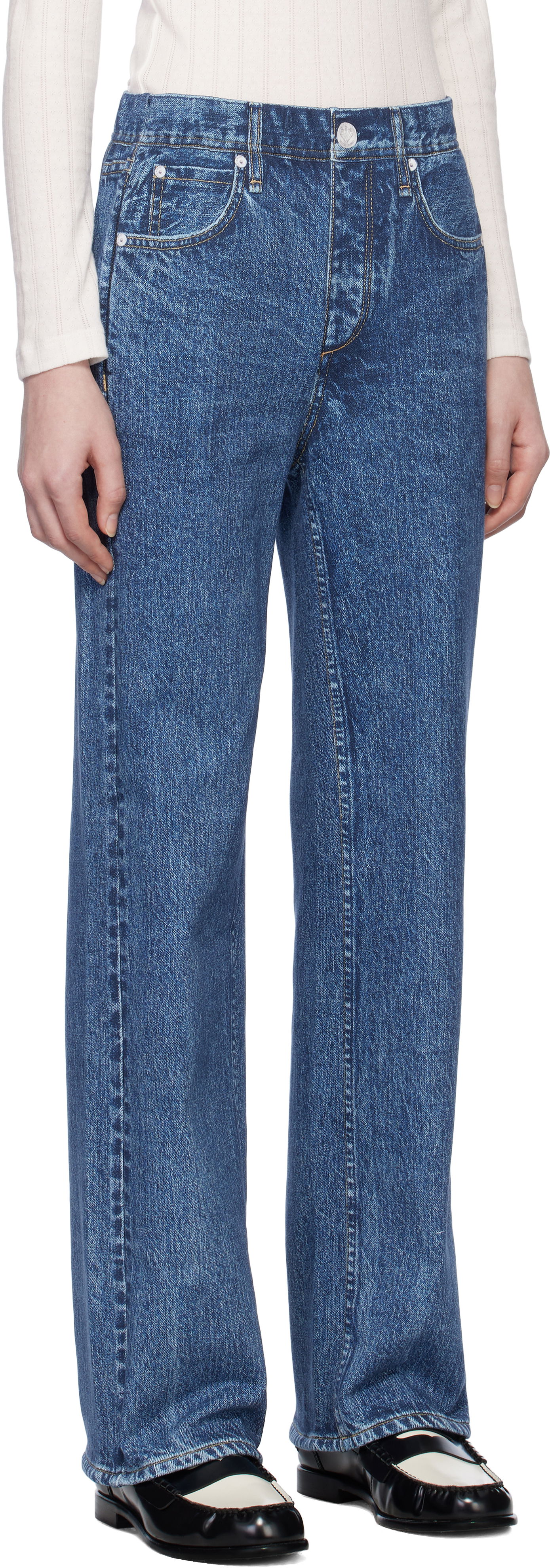 Дънки rag & bone Miramar Wide Leg Fleece Lounge Pants Синьо | WCW24H70058205, 1
