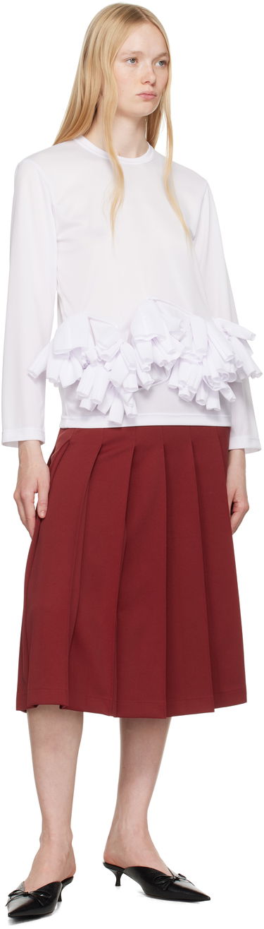Тениска Comme des Garçons Comme des Garçons Ruffle Detail Long Sleeve T-Shirt Бяло | RO-T002-S25, 3
