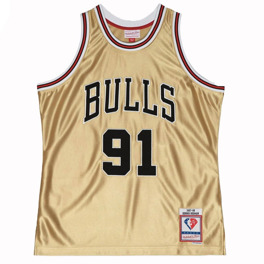 Фланелка Mitchell & Ness Chicago Bulls Dennis Rodman 75th Swingman Jersey Металик | SMJY4398-CBU97DRDGOLD, 0