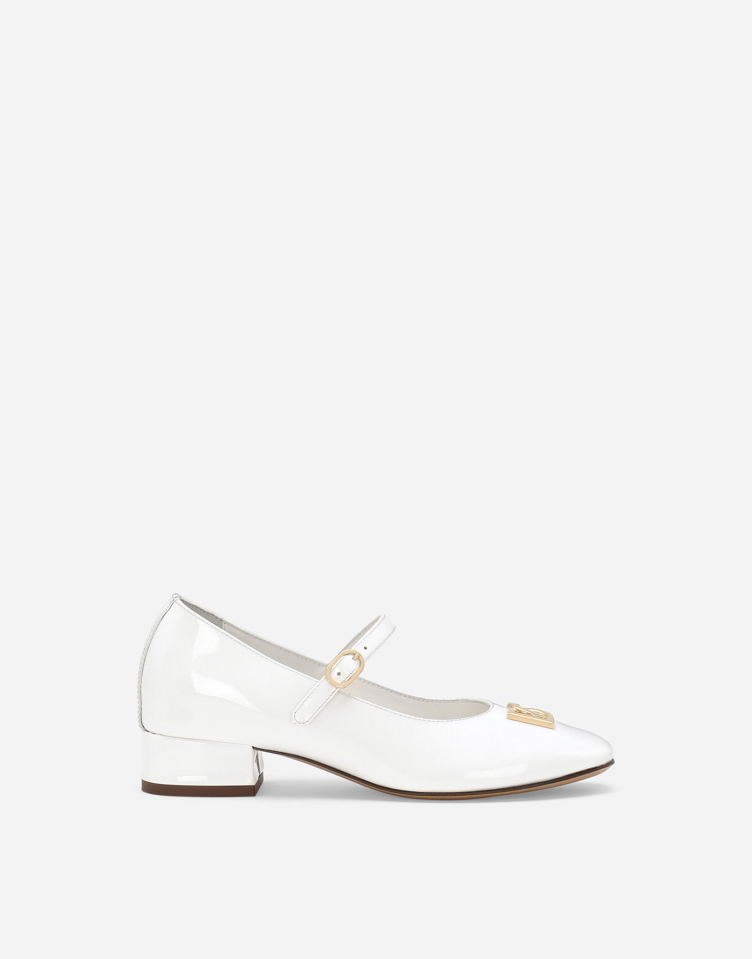 Кецове и обувки Dolce & Gabbana Dolce & Gabbana Patent Leather Ballet Flats With Heel with DG Logo Бяло | D11034A132887682, 0