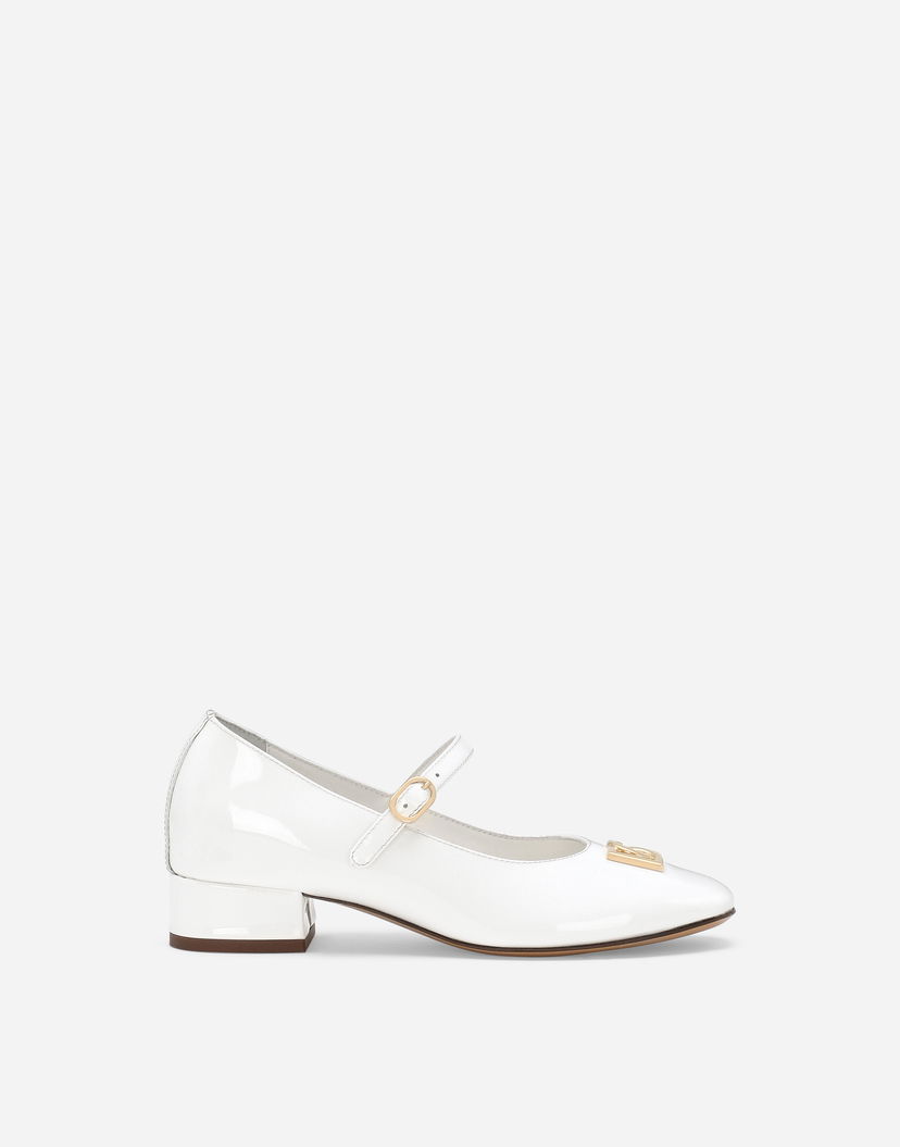 Кецове и обувки Dolce & Gabbana Dolce & Gabbana Patent Leather Ballet Flats With Heel with DG Logo Бяло | D11034A132887682