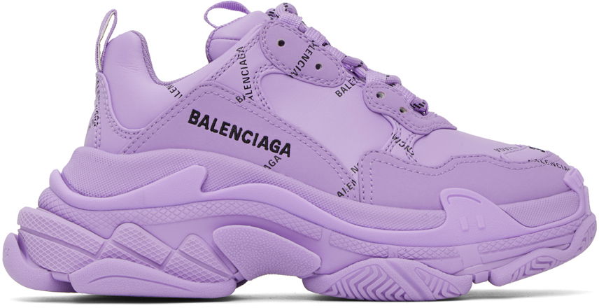 Кецове и обувки Balenciaga Purple Triple S Allover Logo Лилаво | 524039 W2FA1, 0