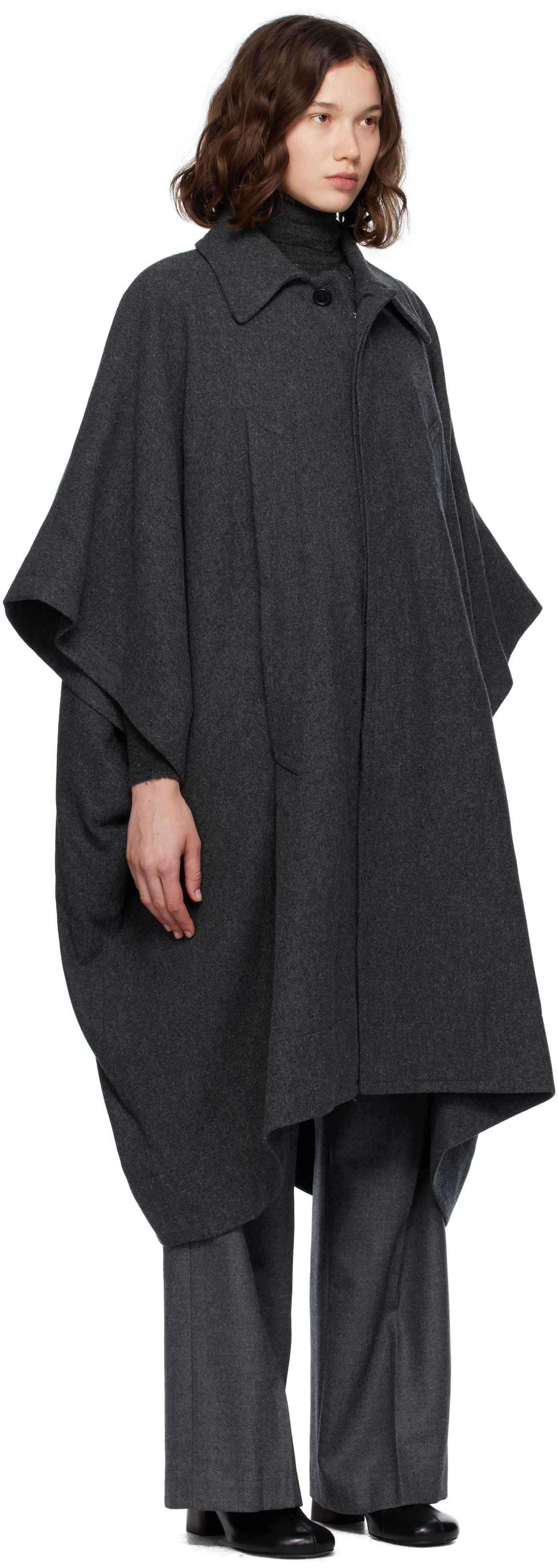 Палта Maison Margiela MM6 Maison Margiela Wool Cape Coat Сиво | S52AH0083 M35473, 1