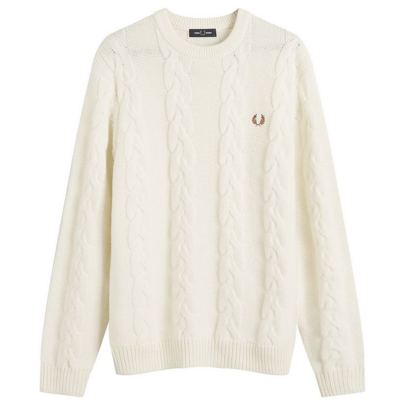 Пуловер Fred Perry Cable Knit Jumper Large Бяло | K8562-560