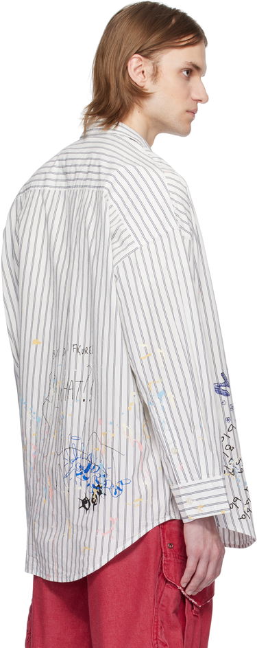 Риза R13 R13 Drop Neck Striped Shirt Бяло | R13MR004-R486B, 2