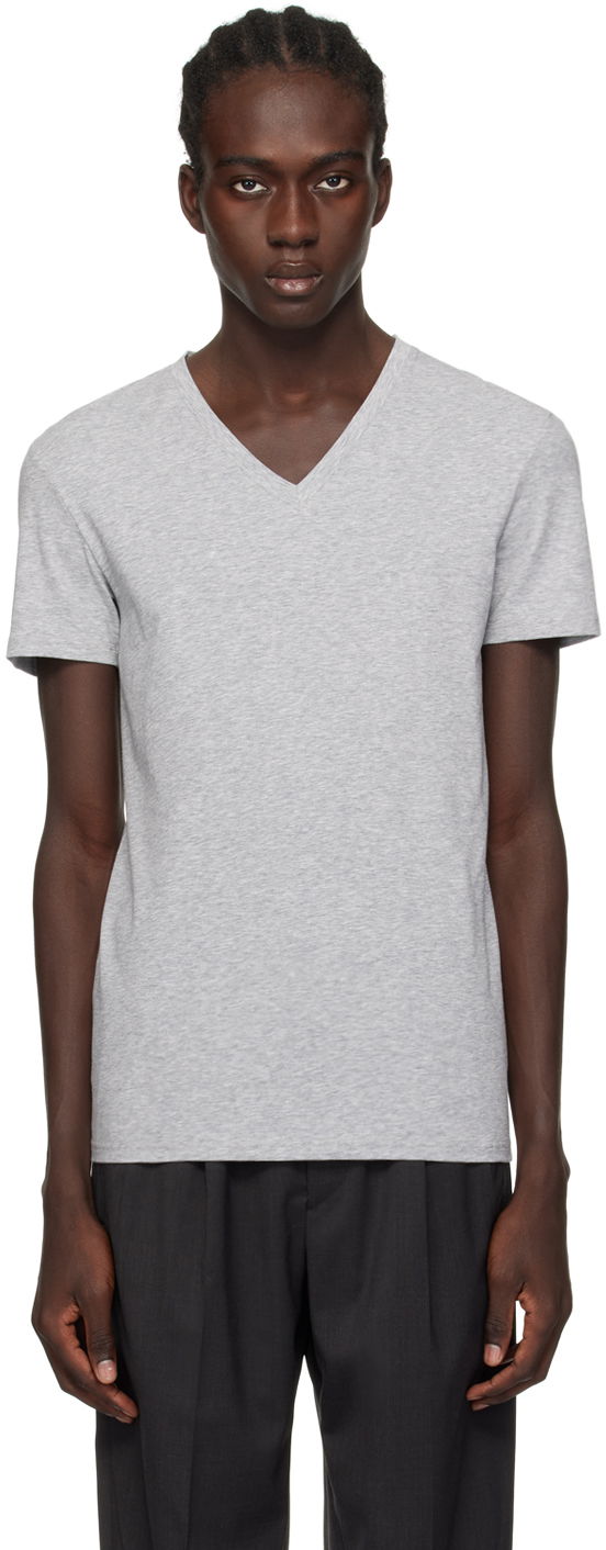 Тениска ZEGNA V-Neck T-Shirt Сиво | N2M800090-020