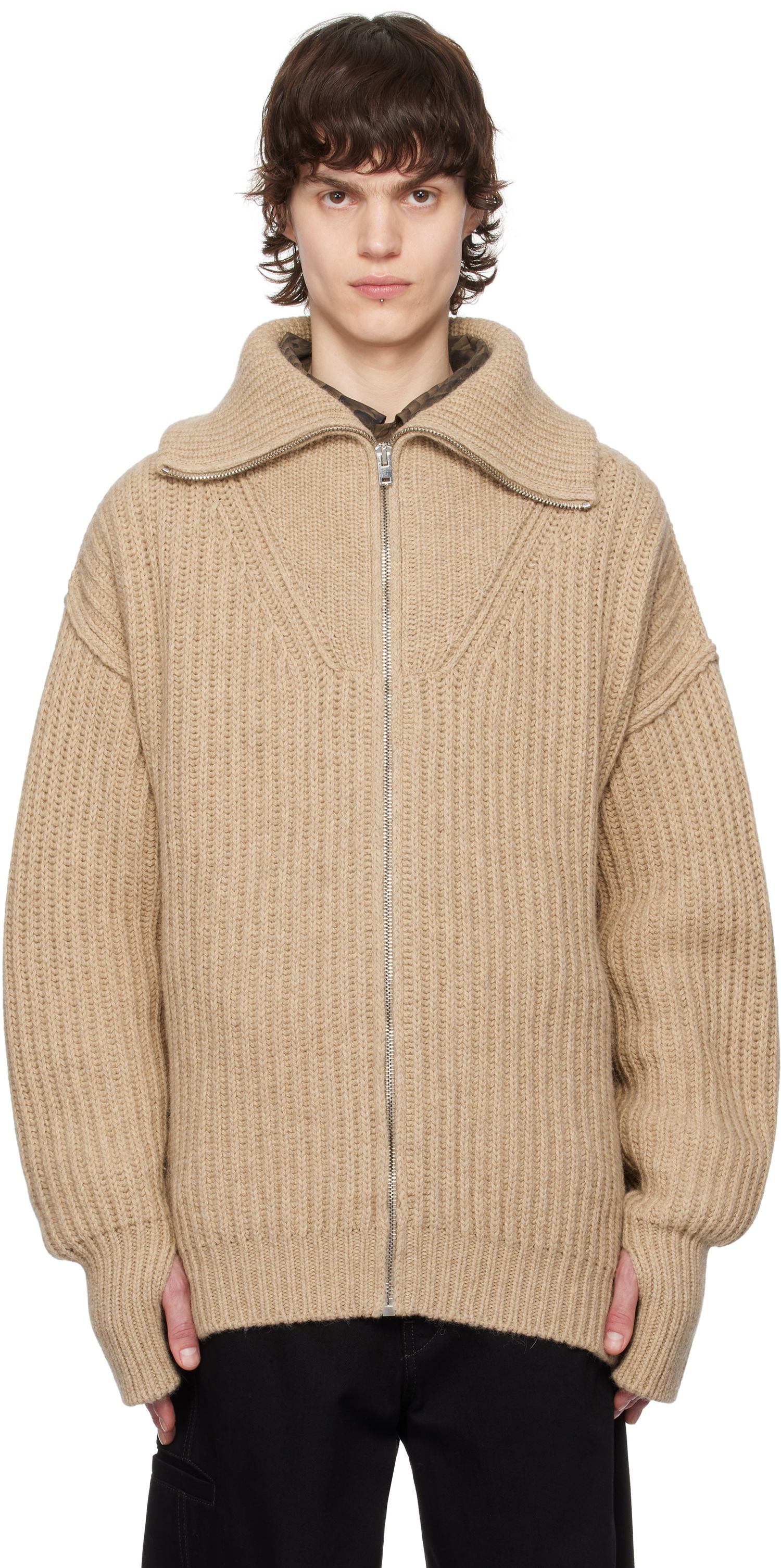 Пуловер LEMAIRE LEMAIRE Trucker Collar Knit Cardigan Бежово | TO1260 LK1029, 0