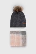 Knitted Pom-Pom Beanie Hat and Scarf Set