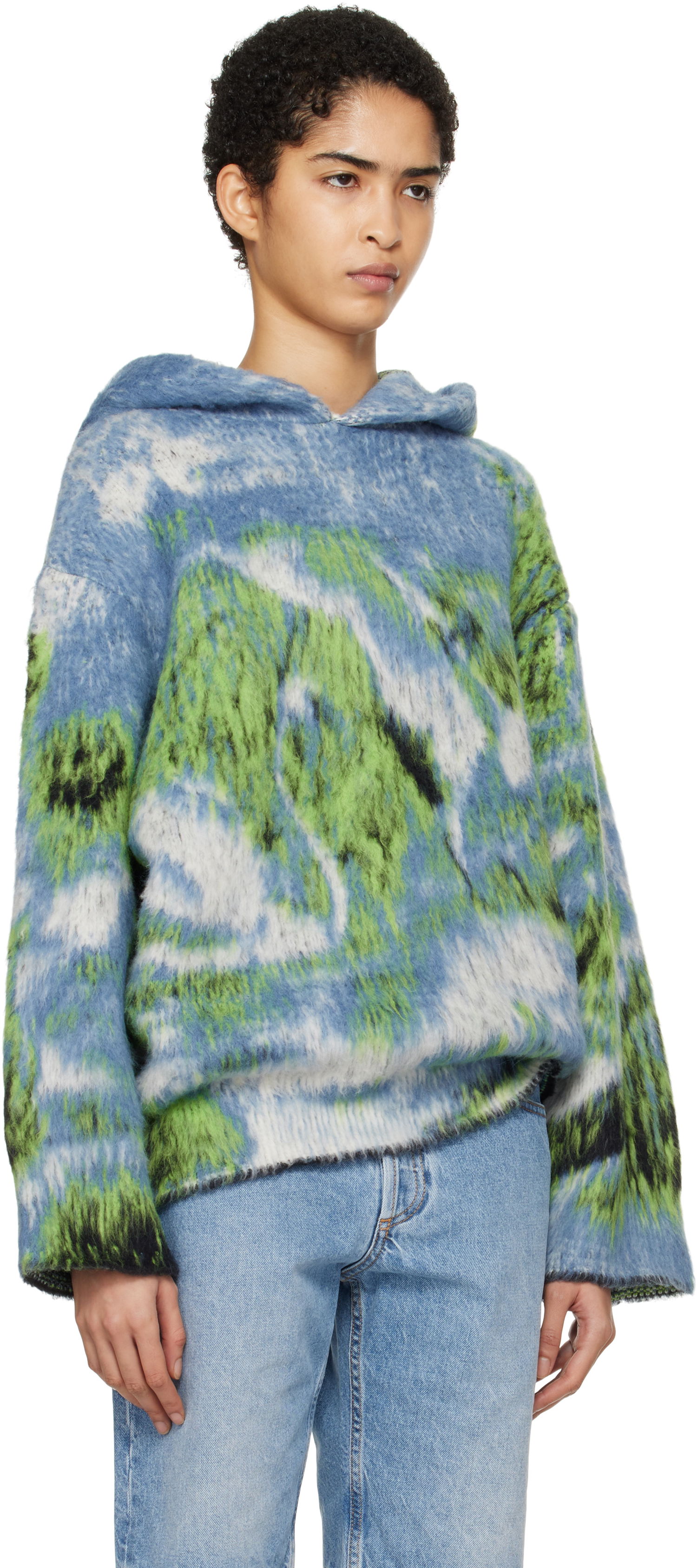 Суитчър The Attico Attico Swan Print Knit Hoodie Многоцветен | 250WCK00114 MIX015AA, 1